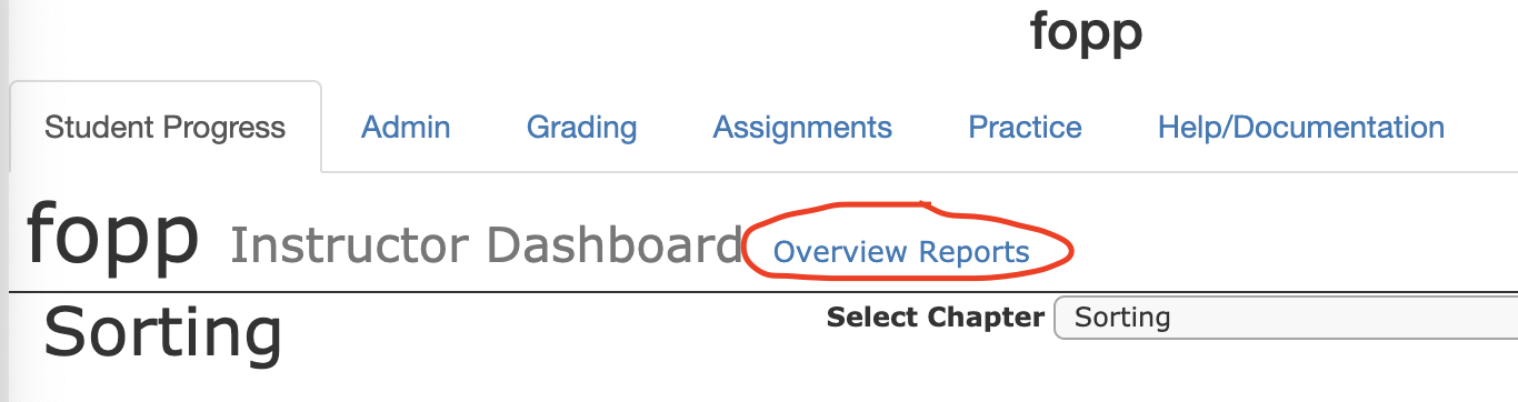 Click on the Overview Reports link to access