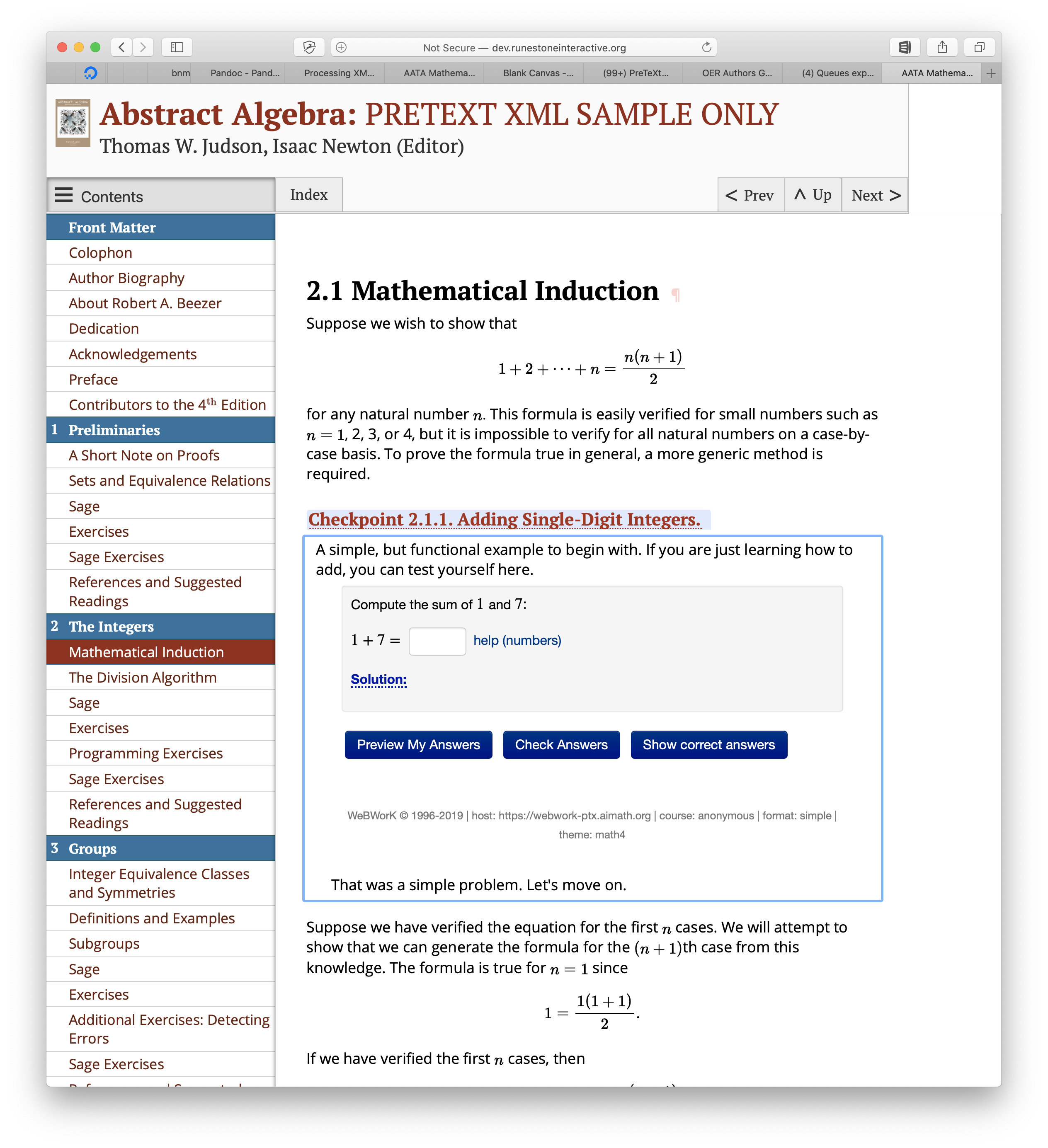 Running a PreTeXt book on a Runestone Server with integration to webwork